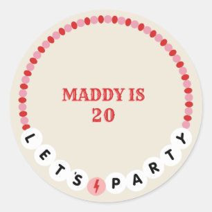 Sticker Rond Bracelet d'amitié Red Pink Anniversaire