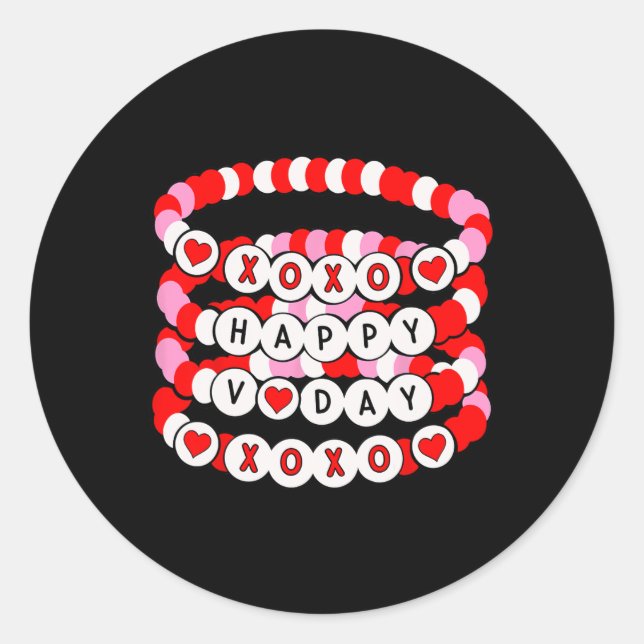 Sticker Rond Bracelet de la Saint-Valentin Xoxo Joyeuse Saint-V (Devant)
