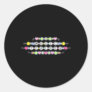 Sticker Rond Bracelet Rétro Professeur de Musique Musiciens Byn