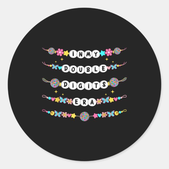 Sticker Rond Bracelets d'amitié de l'ère de mes chiffres double (Devant)