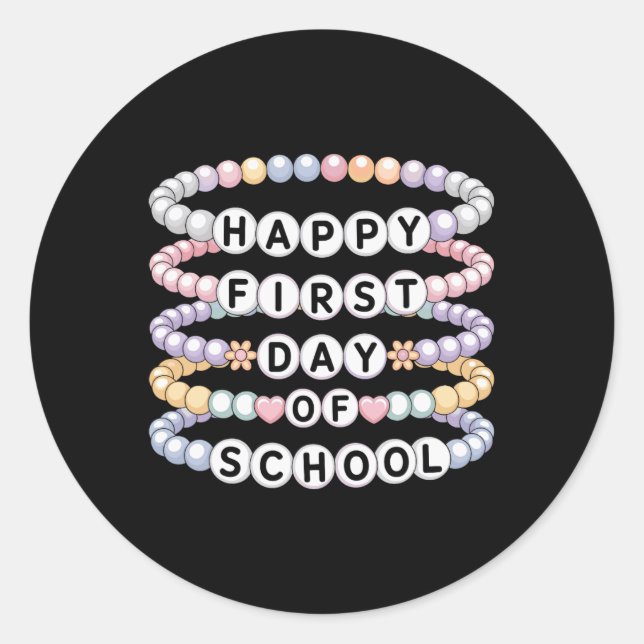 Sticker Rond Bracelets de retour à l'école Premier jour d'école (Devant)