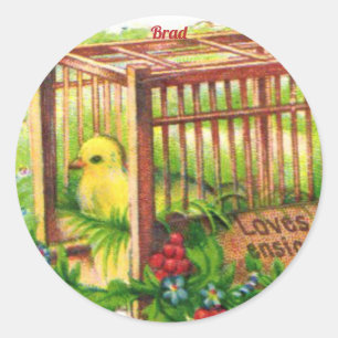 Sticker Rond BRAD ~ EASTER CHICK ~ Sweet Cute Art Vintage