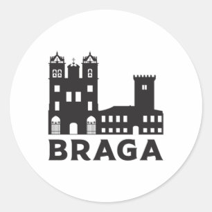 Sticker Rond Braga Portugal City Skyline Cityscape Idée cadeau