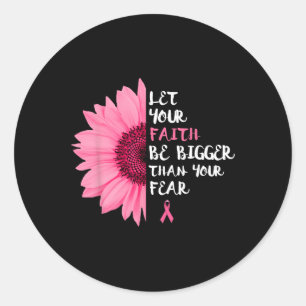 Sticker Rond Braille Cancer Awareness Month Flower Pink Ribbon