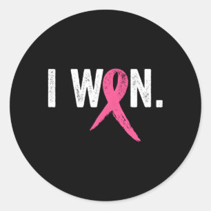 Sticker Rond Braille Cancer Survivor I Won Breast Cancer Awaren