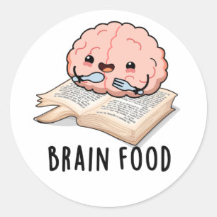 Sticker Rond Brain Food Funny Anatomy Pun
