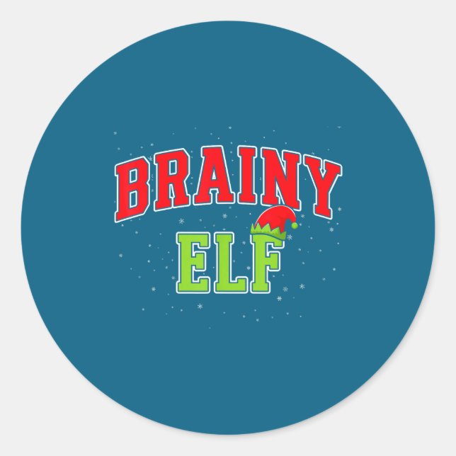 Sticker Rond Brainy Elf Christmas Family Matching Group Xmas  (Devant)