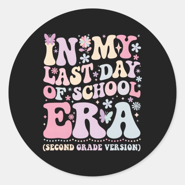 Sticker Rond Branché à mon époque de dernier jour d'école Deuxi (Devant)