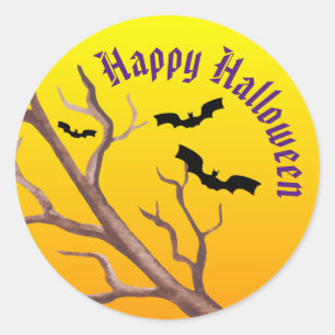 Sticker Rond Branche D'Arbre Croché, Chauves-Fours Et Pleine lu