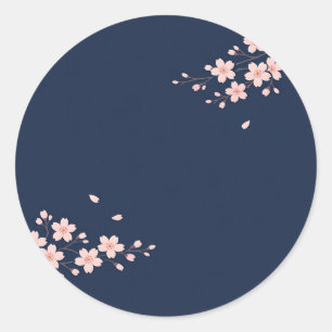 Sticker Rond Branche de cerisier Navy