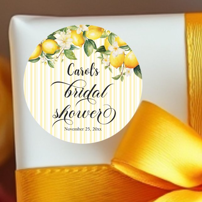 Sticker Rond Branche de citron Mariage Méditerranéen d'été (Créateur téléchargé)