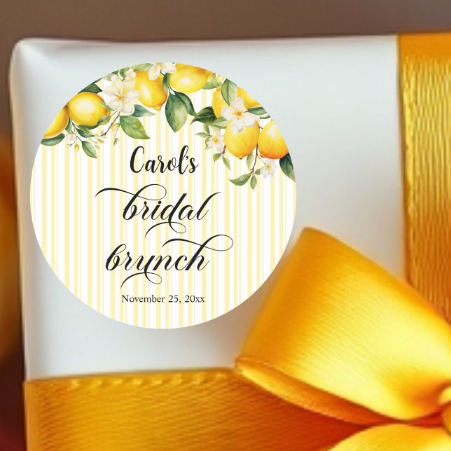 Sticker Rond Branche de citron Méditerranée Brunch de mariage e (Créateur téléchargé)