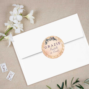 Sticker Rond Branche d'olive chic et treillis d'or italien