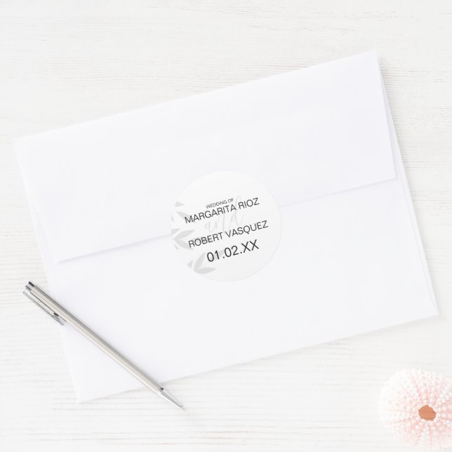 Sticker Rond Branche Moderne Grise Noir Blanc (Enveloppe)