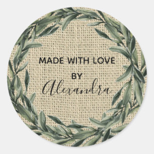 Sticker Rond Branche Vintage de produits artisanaux Hessian bra