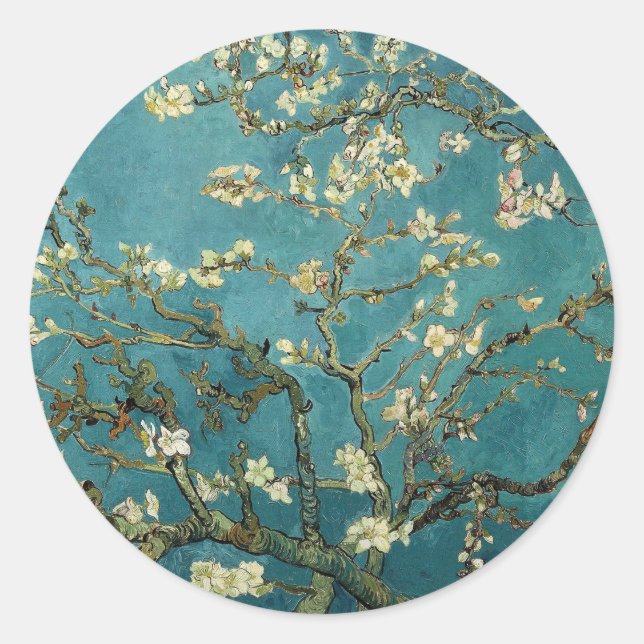 Sticker Rond Branches avec fleurs d'amandes par Vincent Van Gog (Devant)