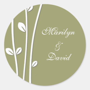 Sticker Rond Branches blanches en feuilles