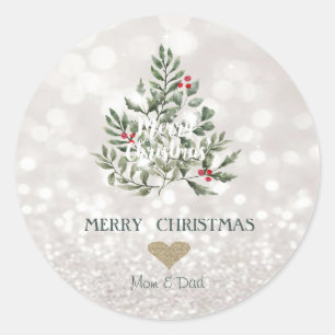 Sticker Rond Branches d'arbre de pin Glittery Bokeh