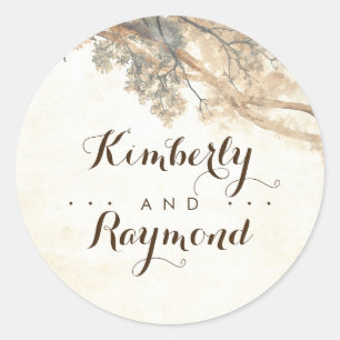 Sticker Rond Branches d'arbre Mariage rustique