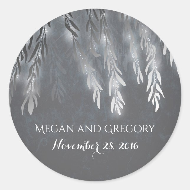 Sticker Rond Branches d'Argent Willow Tree Vintage Wedding (Devant)