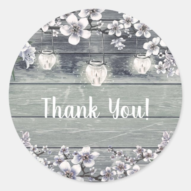 Sticker Rond Branches de cerisier en fleurs d'hiver et mariage  (Devant)