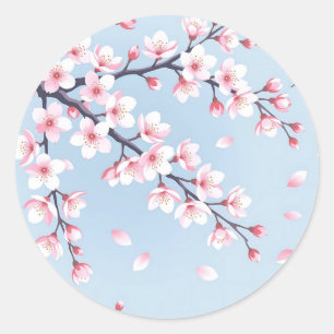 Sticker Rond Branches de fleurs de cerisier motif serein