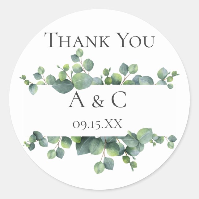 Sticker Rond Branches Eucalyptus Faveur personnalisée (Devant)