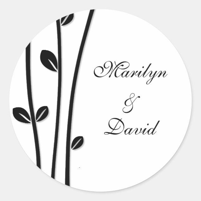 Sticker Rond Branches noires en feuilles (Devant)
