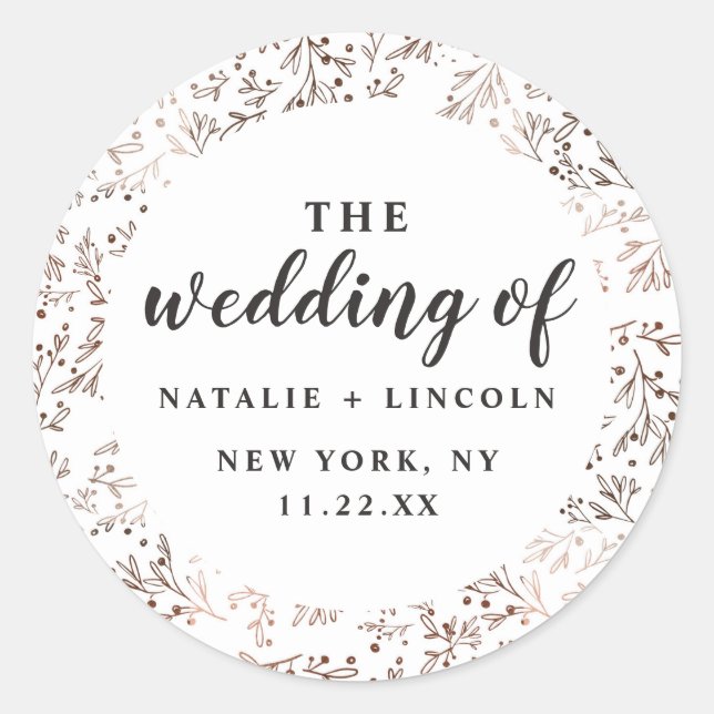 Sticker Rond Branches rustiques Cuivre Mariage de automne d'aut (Devant)