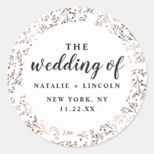 Sticker Rond Branches rustiques Cuivre Mariage de automne d'aut