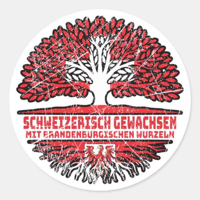 Sticker Rond Brandenburg Brandenburgisch Schweizer Schweiz Baum (Devant)