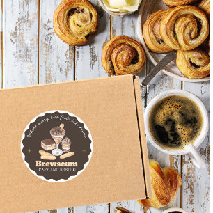 Sticker Rond Branding personnalisé pour le CAFE & Restro marron