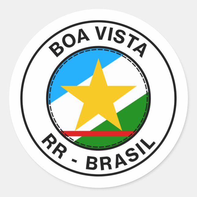 Sticker Rond Brasil Boa Vista Roraima Bandeira Stamp (Devant)