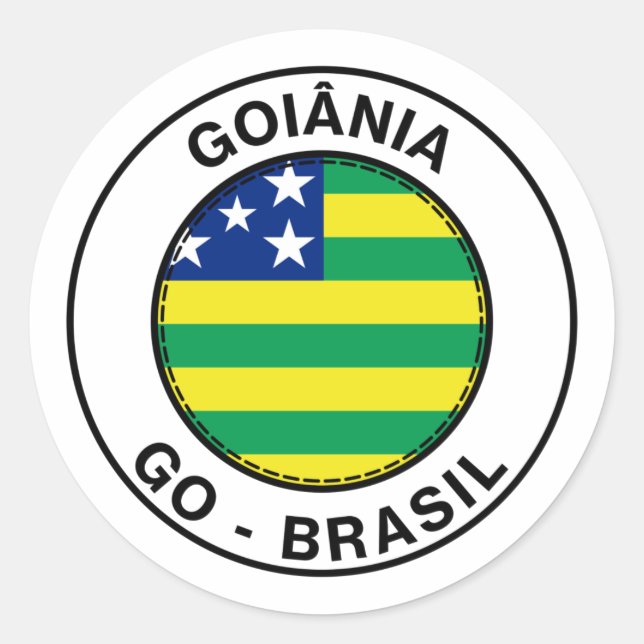 Sticker Rond Brasil Goiania Goias GO Bandeira Stamp (Devant)