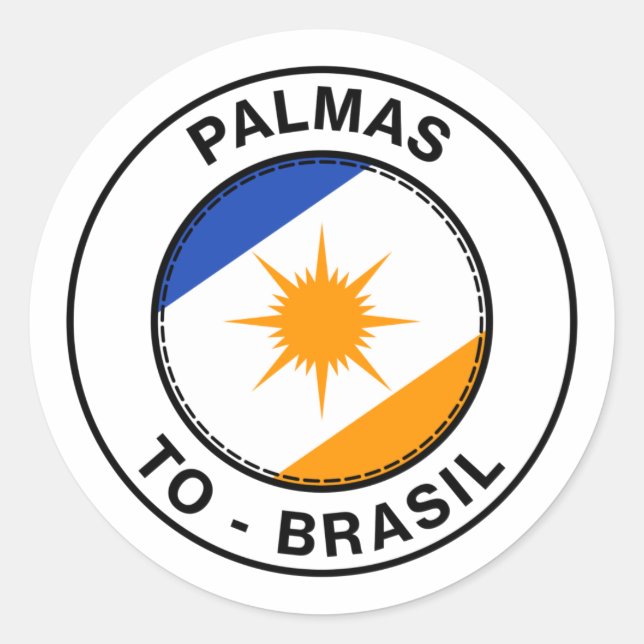 Sticker Rond Brasil Palmas Tocantins TO Bandeira Stamp (Devant)