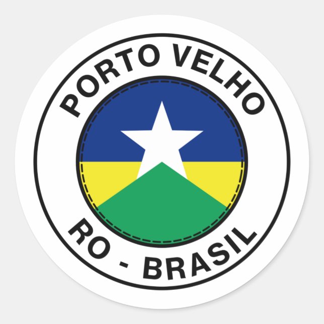 Sticker Rond Brasil Porto Velho Rondonia RO Bandeira Stamp (Devant)