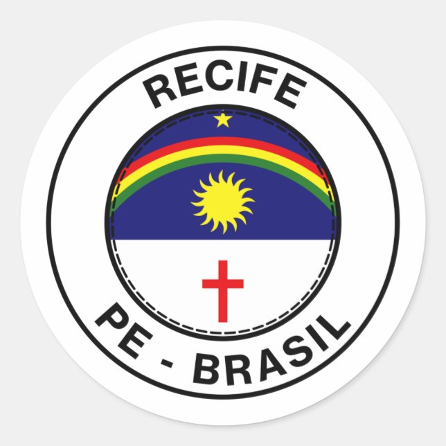 Sticker Rond Brasil Recife Pernambuco PE Bandeira Stamp (Devant)