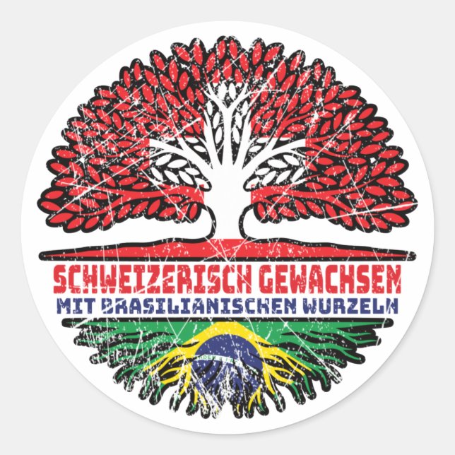 Sticker Rond Brasilien Brasilianisch Schweizer Schweiz Baum (Devant)