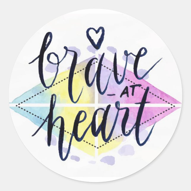 Sticker Rond Brave à Heart Watercolor (Devant)