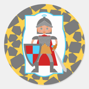 Sticker Rond Brave Knight Boy fête d'anniversaire