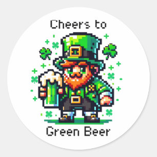 Sticker Rond Bravo à la bière verte   Saint Patrick's Day
