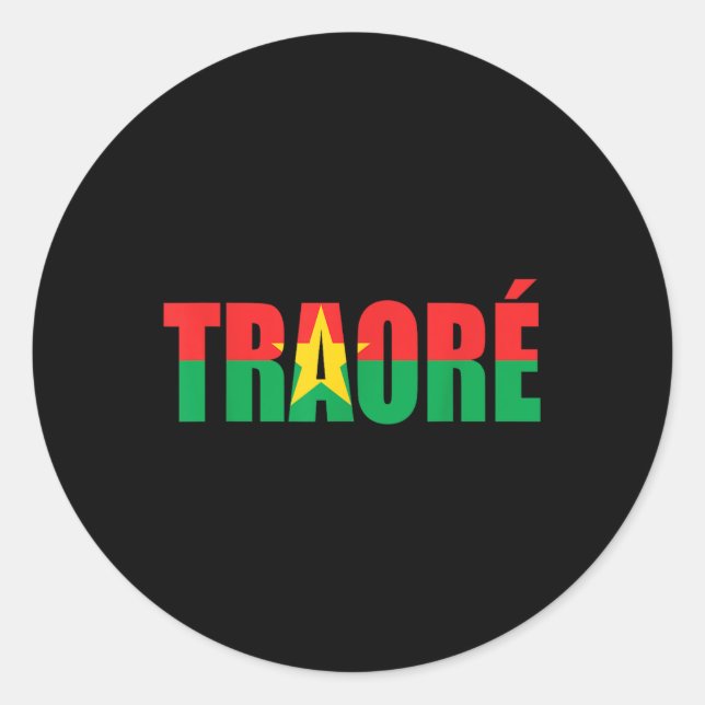 Sticker Rond Bravo, Capitaine Ibrahim Traore ! Viva Burkina Fas (Devant)