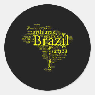 Sticker Rond Brazil Map Brazilian Soccer Copacana Brasil Men Wo