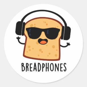 Sticker Rond Breadphones Funny Pun de Pain