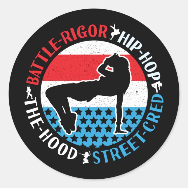 Sticker Rond Break Dance Breakdancing Hip-Hop Dancer Girl (Devant)