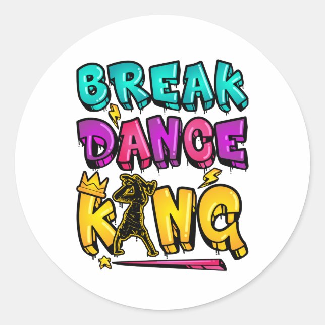 Sticker Rond Break Dance King (Devant)