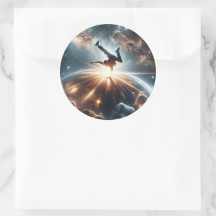 Sticker Rond Breakdancer en action, Ai, Action dans la Galaxie