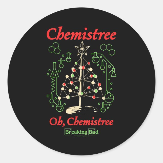 Sticker Rond Breaking Bad Oh Chemistree Funny Christmas Science (Devant)