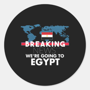 Sticker Rond Breaking News Nous Allons En Égypte Voyage En Fami