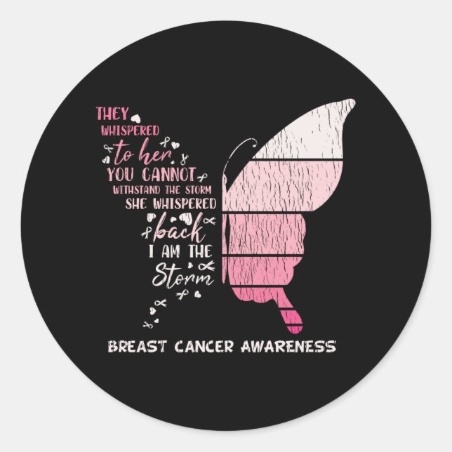Sticker Rond Breast Cancer Awareness Family Matching Butterfly (Devant)
